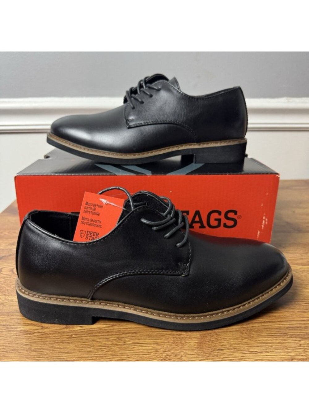 Deer Stags Denny Boys Round Oxford Shoes in Black Size 5.5 M Big Kid